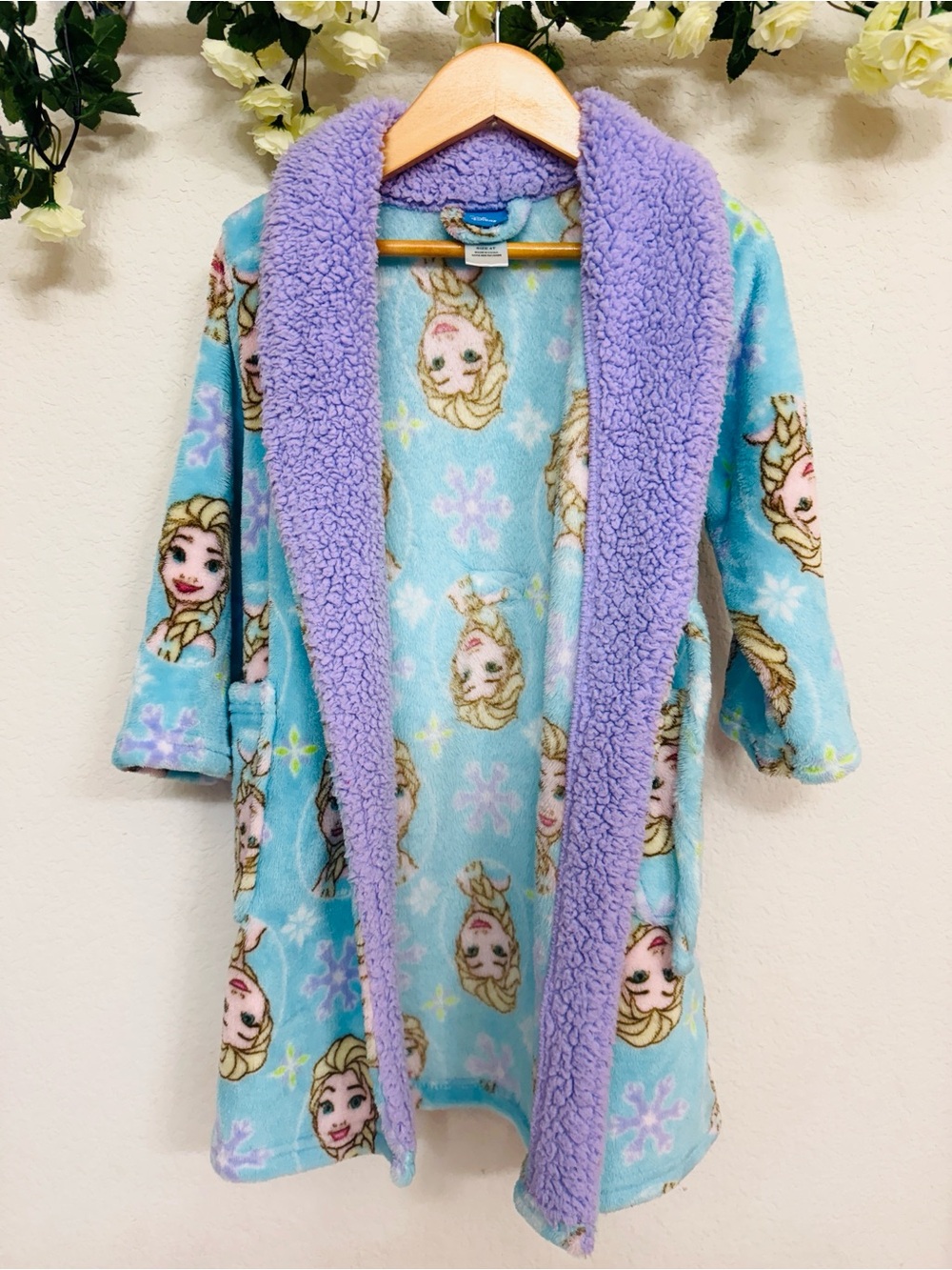 Disney • Frozen Elsa Girls Blue Fleece Plush Sherpa Robe
